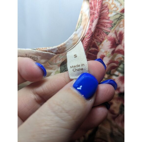 Soft Surroundings Blouse Women’s S Peach Rust Green Floral Tunic Cottage Fairy - Picture 7 of 14